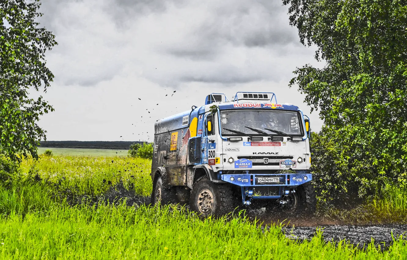 Photo wallpaper Grass, Sport, Speed, Clouds, Race, Master, Dirt, Squirt