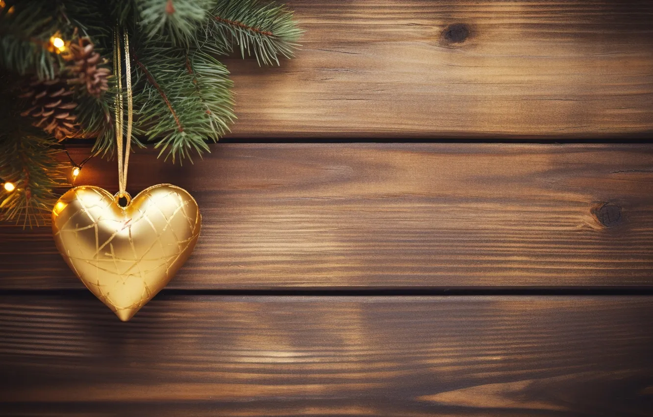 Photo wallpaper love, romance, heart, new year, Christmas, golden, love, Christmas