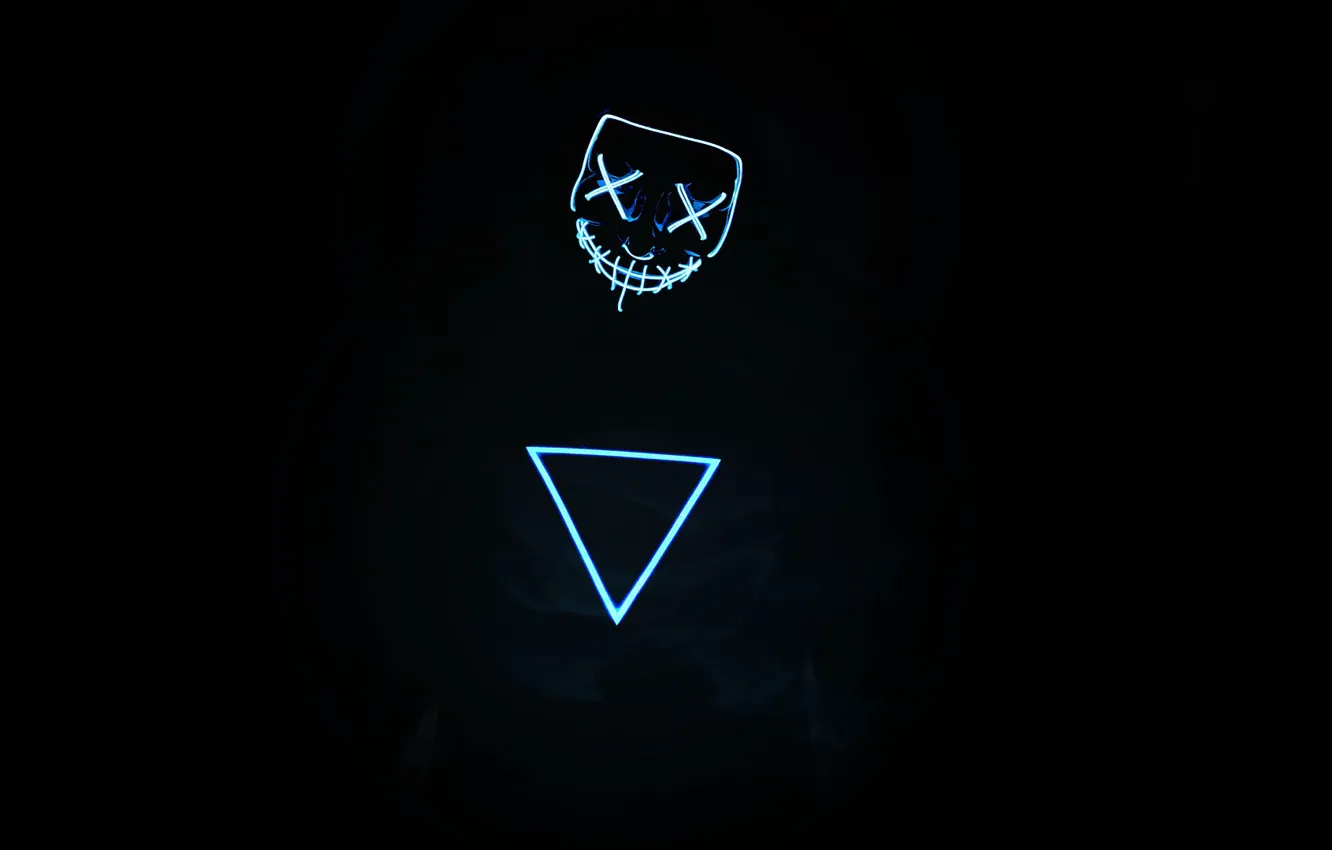 Photo wallpaper blue, black, minimalism, neon, mask
