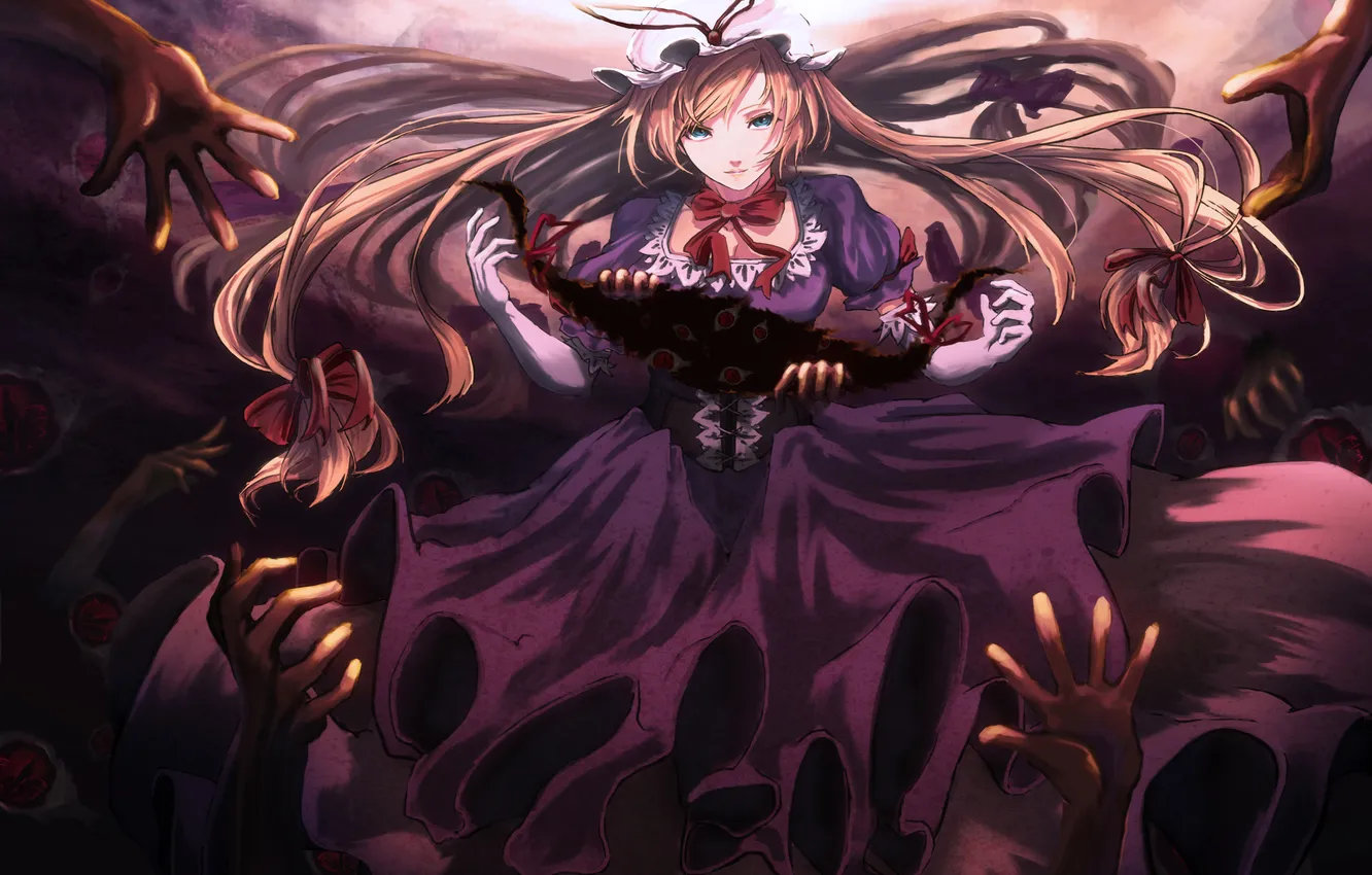 Photo wallpaper eyes, girl, hands, art, touhou, Strikingly Is Wait, motida