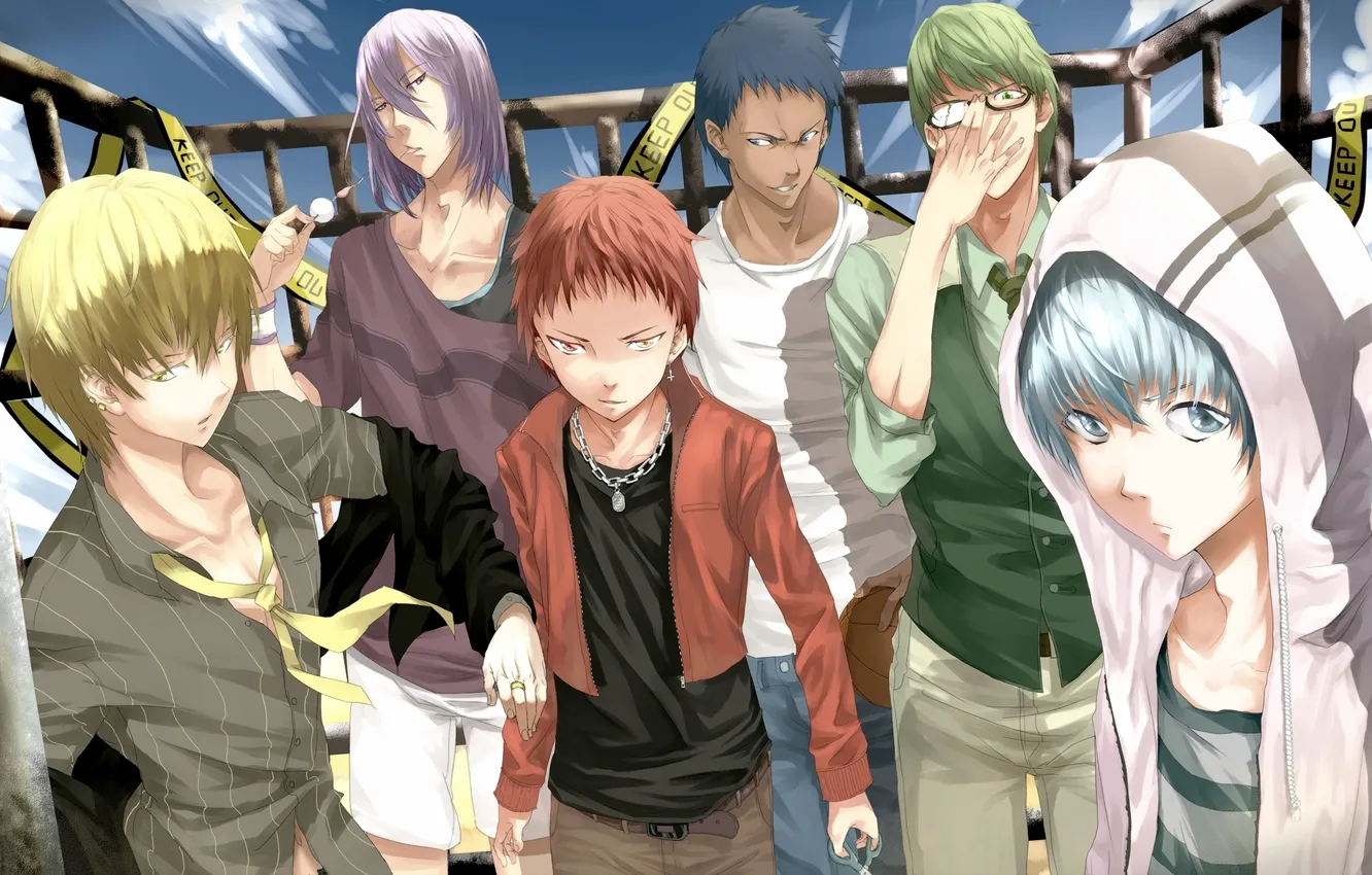 Photo wallpaper the sky, clouds, the ball, anime, art, glasses, hood, guy