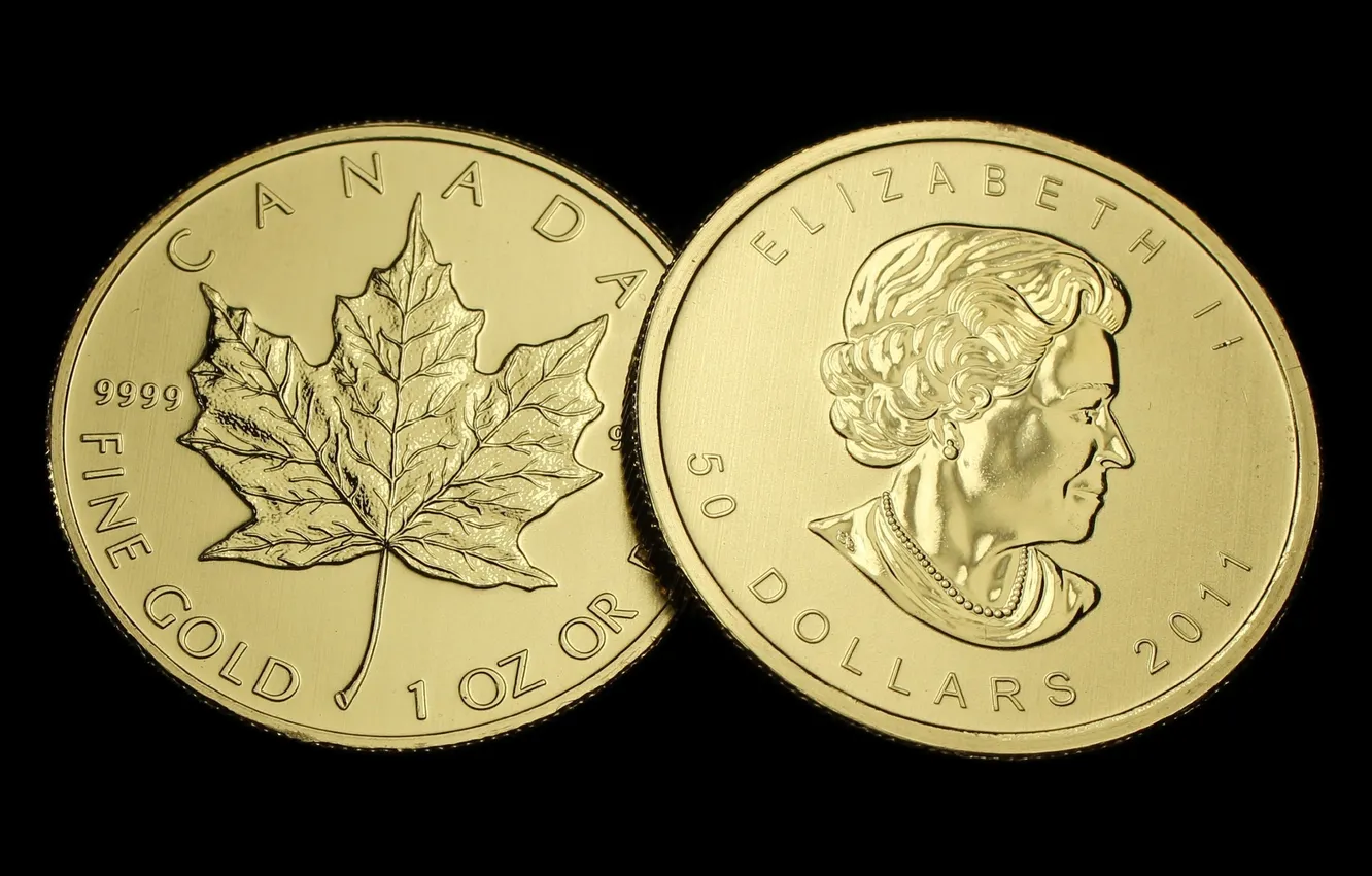 Photo wallpaper gold, Canada, money, coin