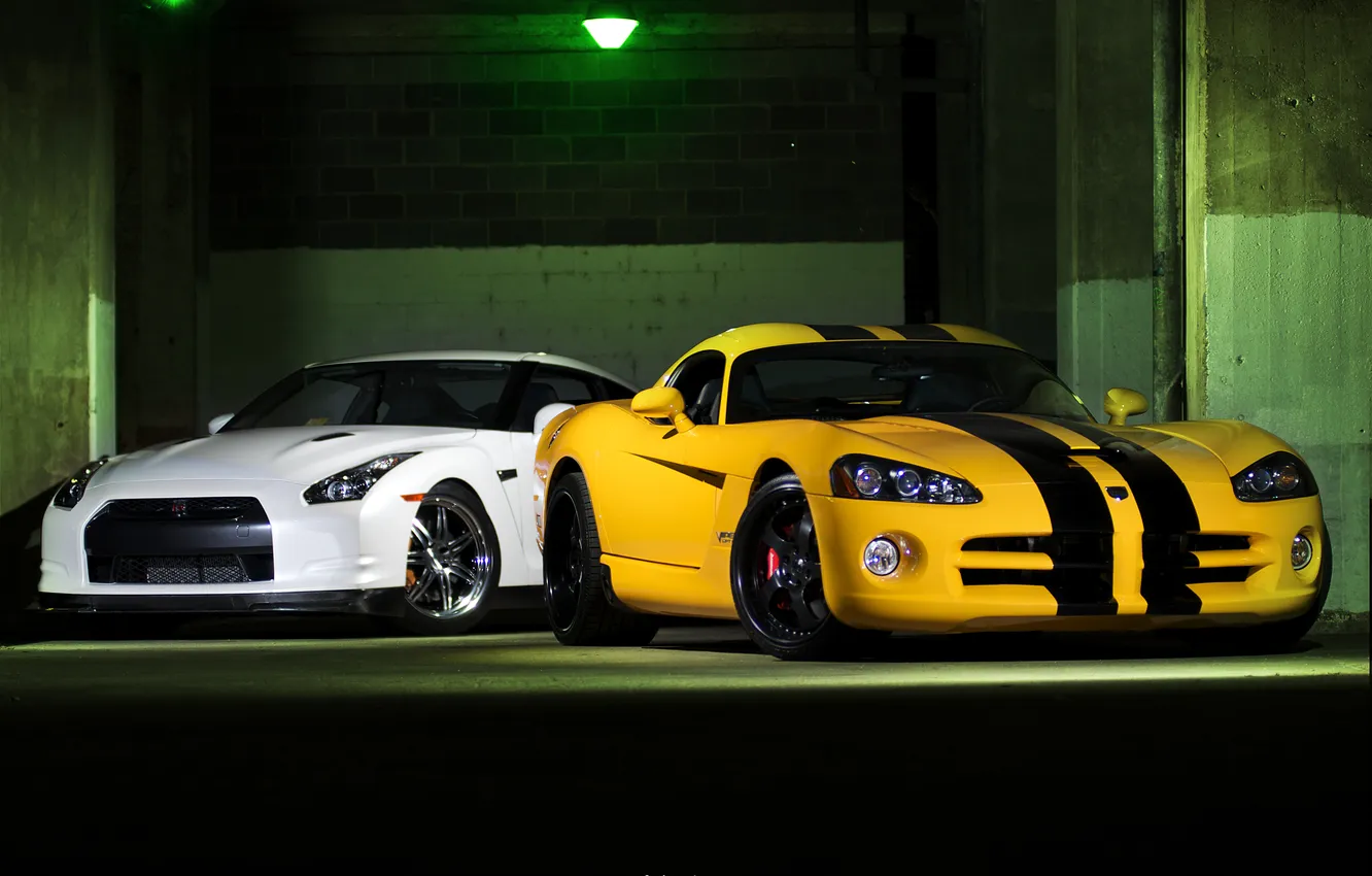 Photo wallpaper cars, Dodge, Nissan, GT-R, Viper, Dodge, cars, Nissan