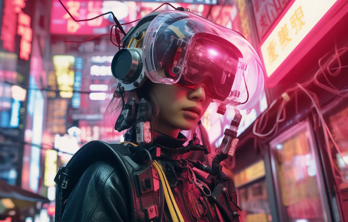 Photo wallpaper woman, warrior, portrait, Cyberpunk