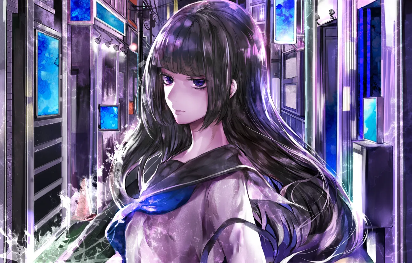 Photo wallpaper girl, schoolgirl, seifuku