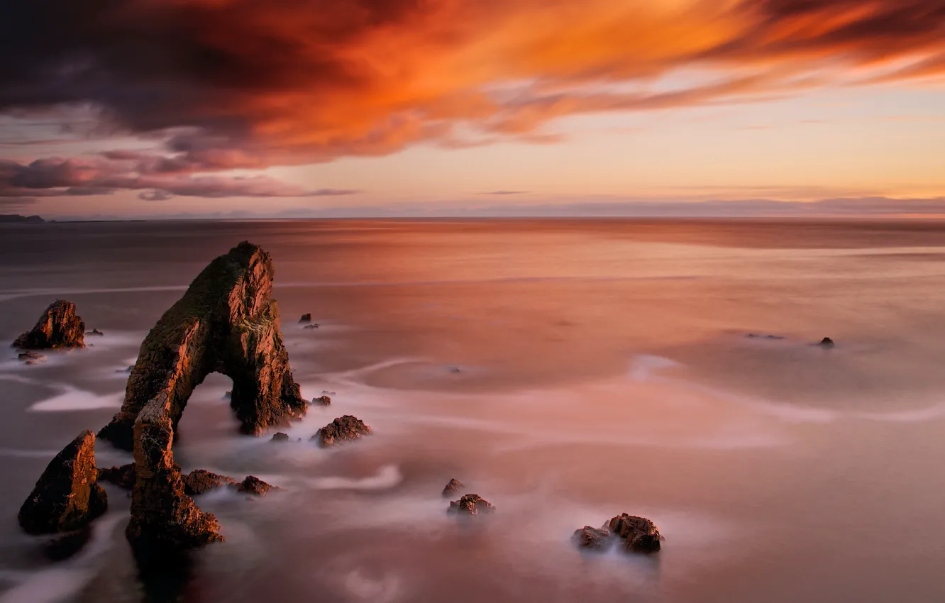 Photo wallpaper sea, the sky, clouds, mountains, stones, the ocean, rocks, dal