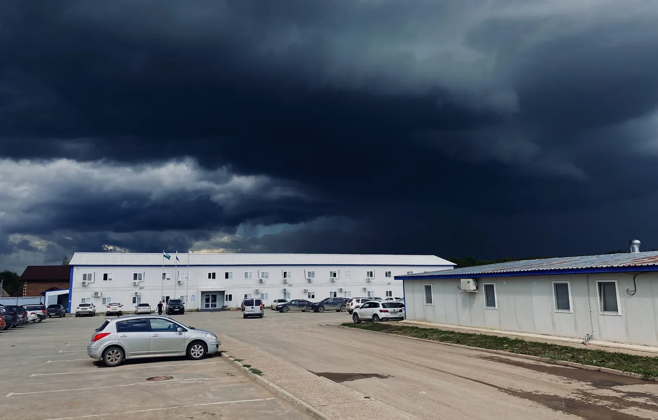 Photo wallpaper the storm, the sky, clouds, nature, rain, element, thunder