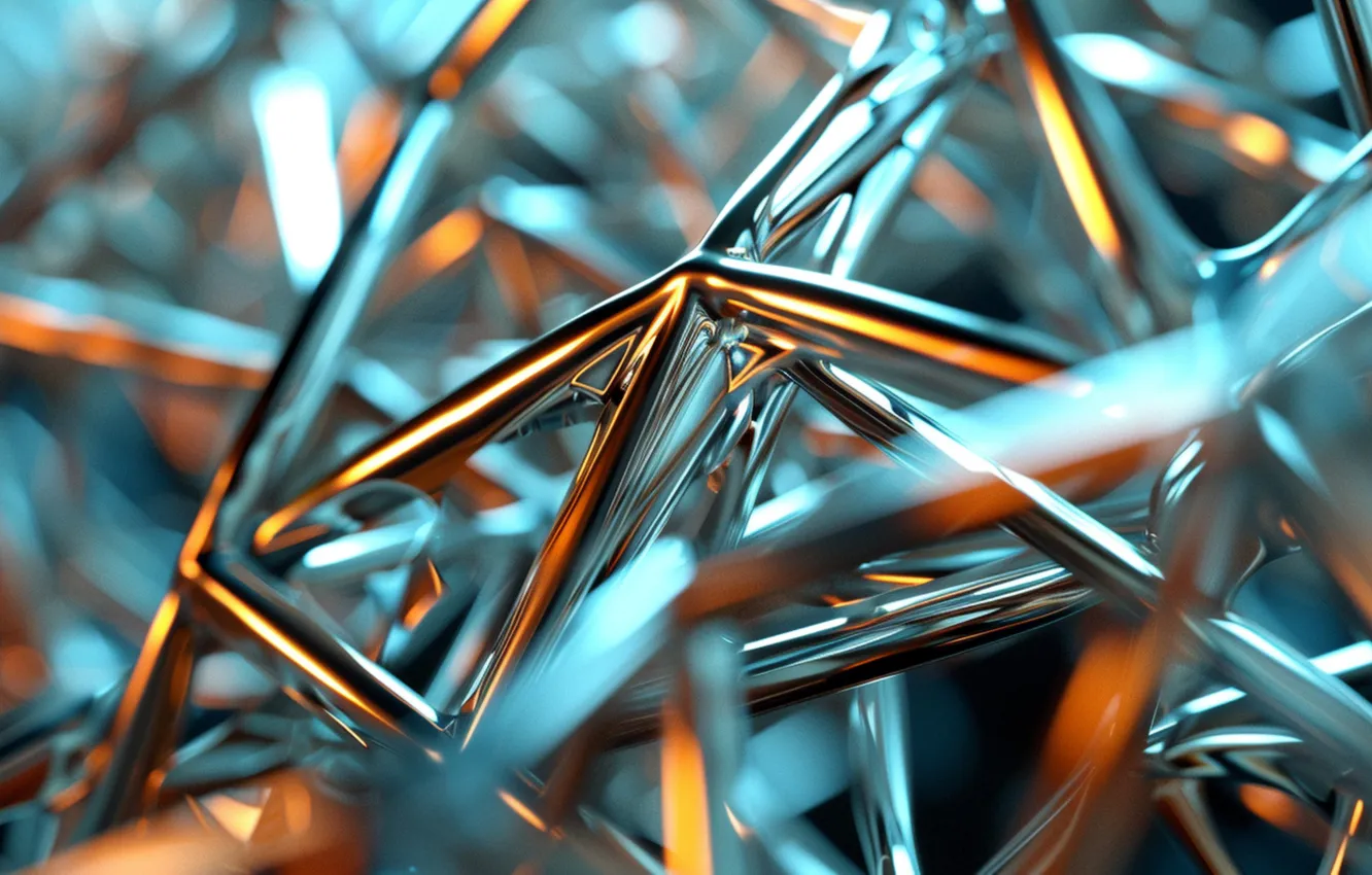 Photo wallpaper light, line, metal, abstraction, figure, the reflection, bokeh, AI art