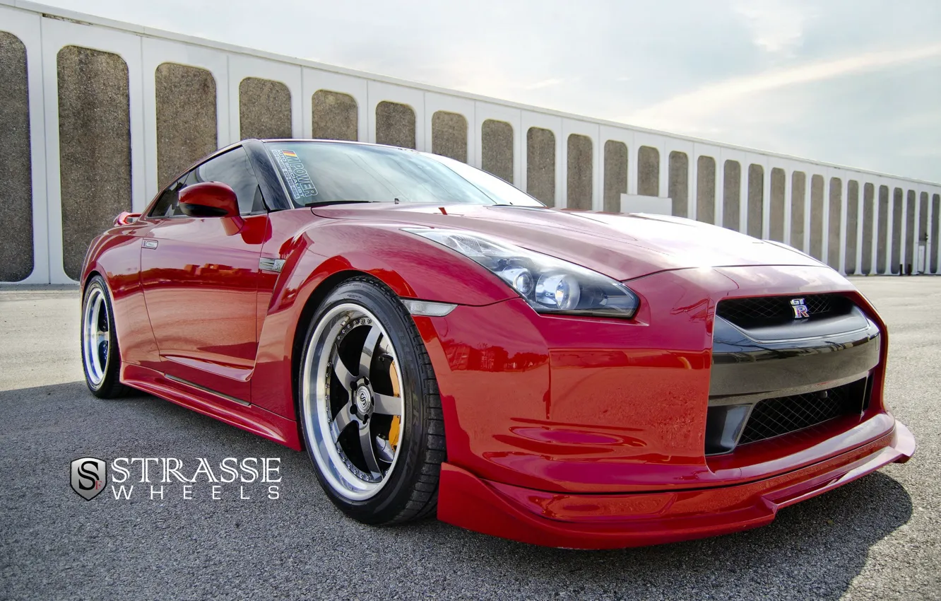 Photo wallpaper GTR, red, NISSAN, forged, strasse