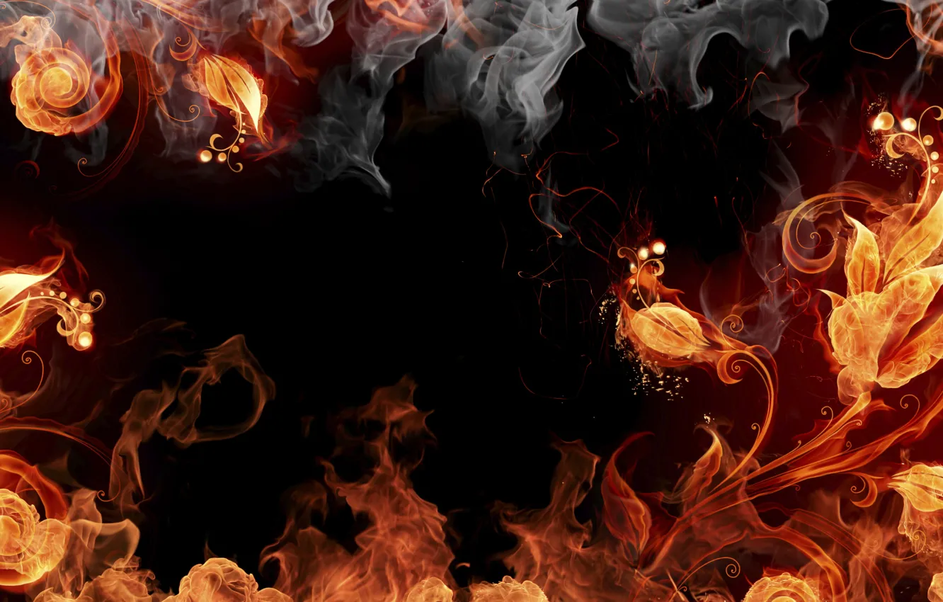 Photo wallpaper abstraction, fire, brown