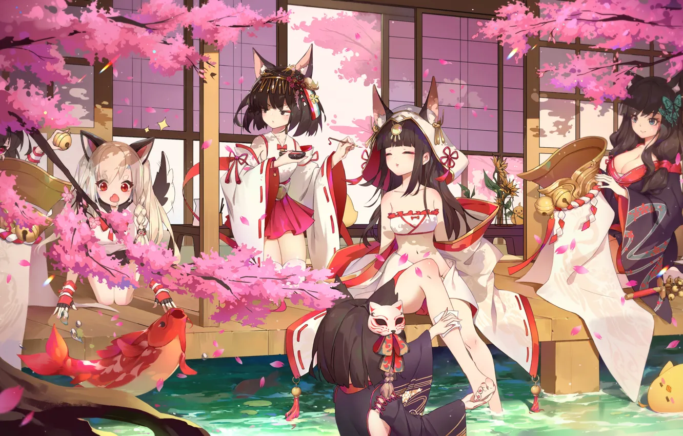 Photo wallpaper girl, sexy, bra, cleavage, long hair, dress, boobs, anime