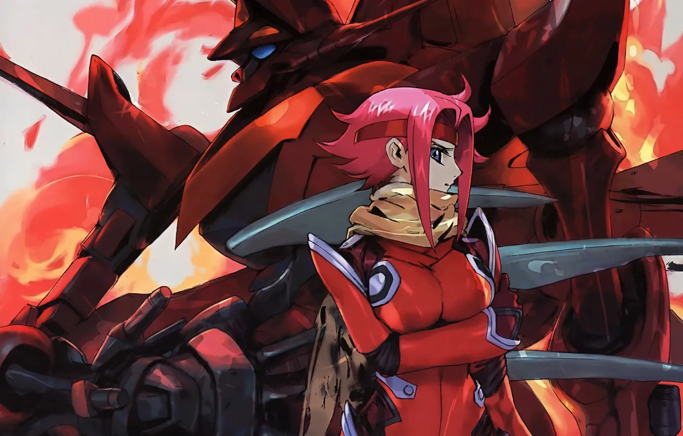 Photo wallpaper girl, robot, anime, art, fur, Code Geass, Kallen Stadtfeld