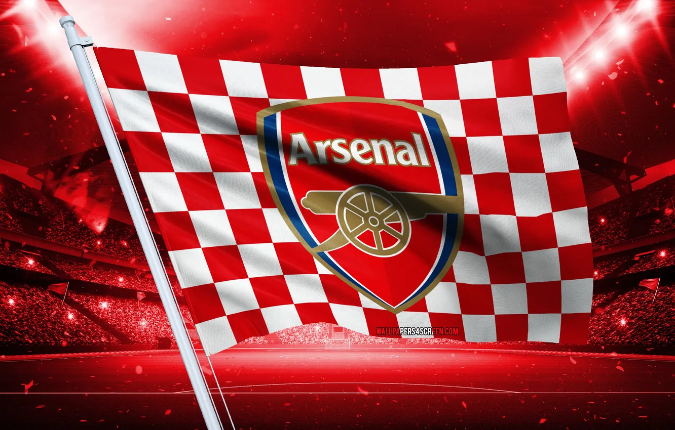 Photo wallpaper logo, club, stadium, symbol, football, flag, Arsenal, soccer