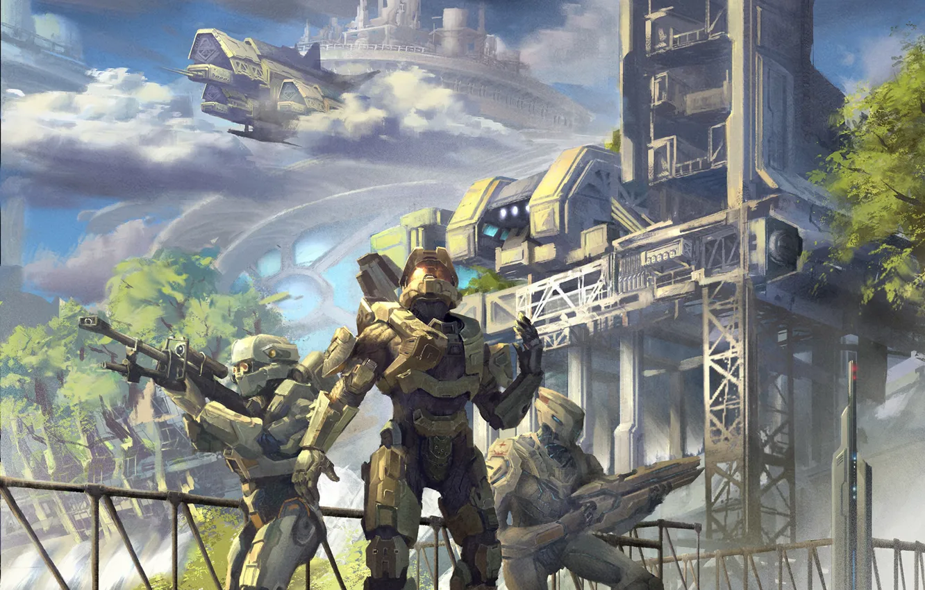 Photo wallpaper fiction, soldiers, Halo, Master Chief