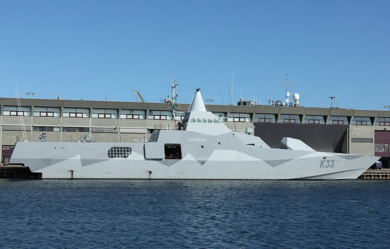 Photo wallpaper Corvette, Swedish Navy, Visby class, HMS Härnösand, K33