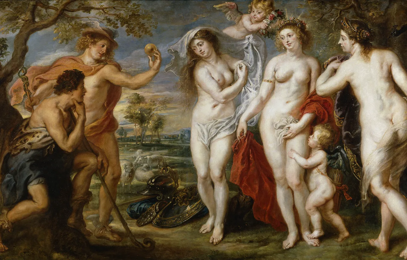 Photo wallpaper erotic, picture, Peter Paul Rubens, mythology, The Judgment Of Paris, Pieter Paul Rubens