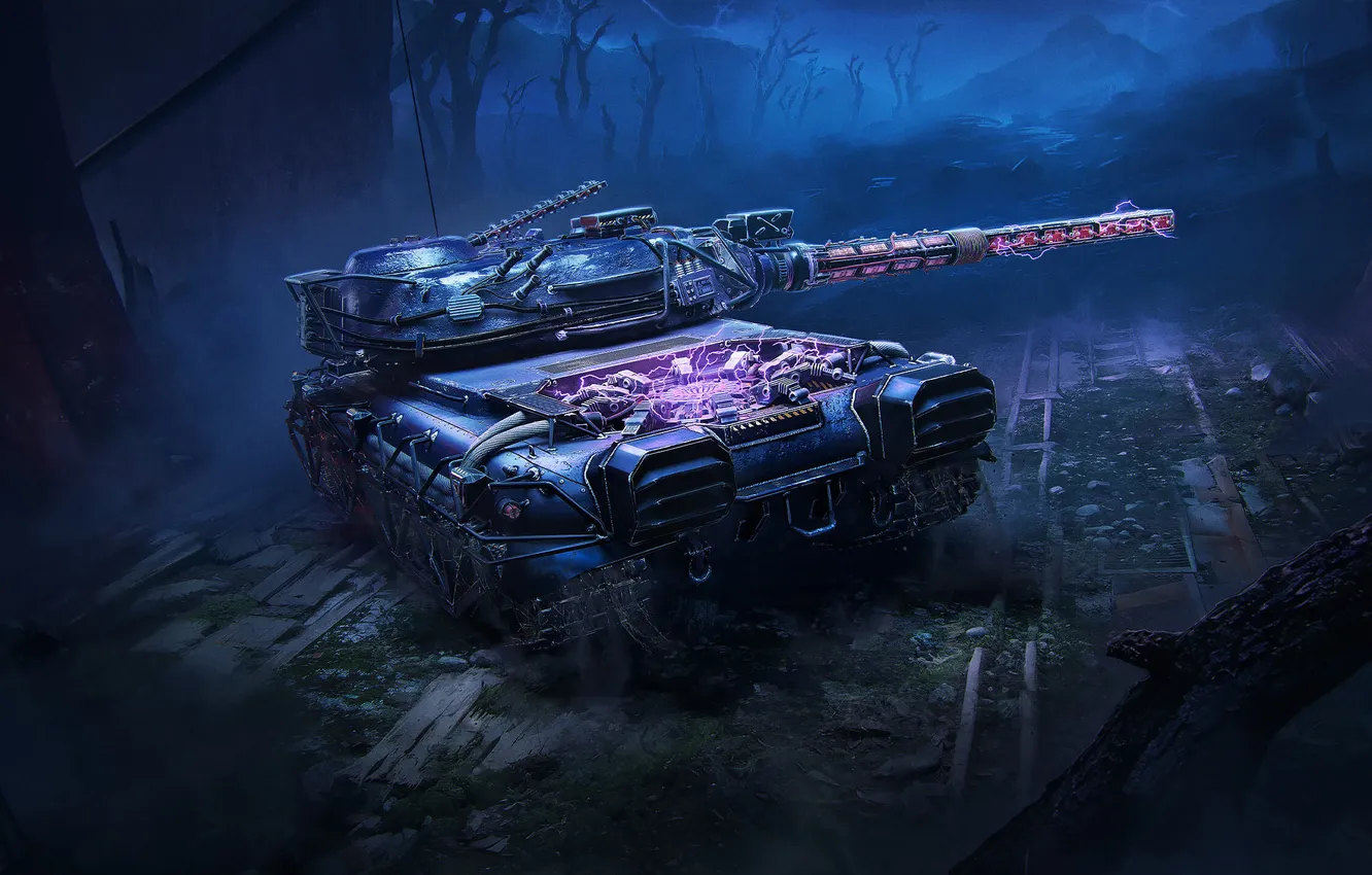 Photo wallpaper Night, Tank, Game, WoT, World of Tanks, World Of Tanks, Wargaming Net, Wargaming.net