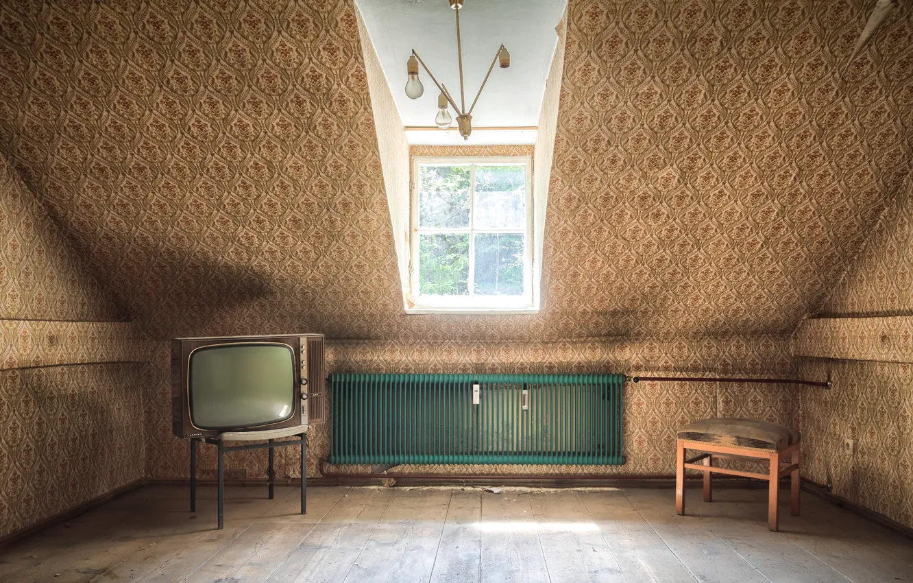 Photo wallpaper TV, window, chair, naturalism