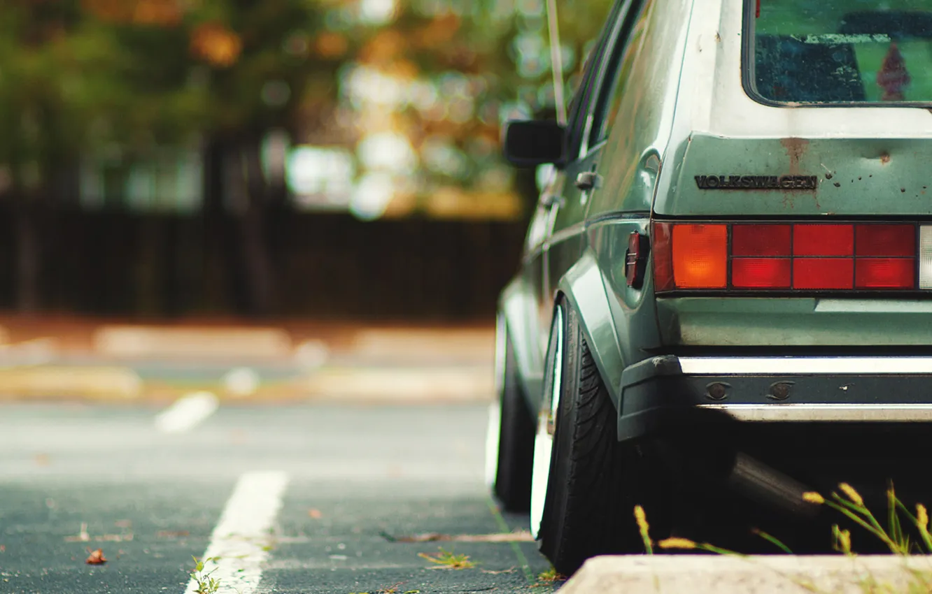Photo wallpaper autumn, Volkswagen, Golf, golf, rabbit, Volkswagen, low