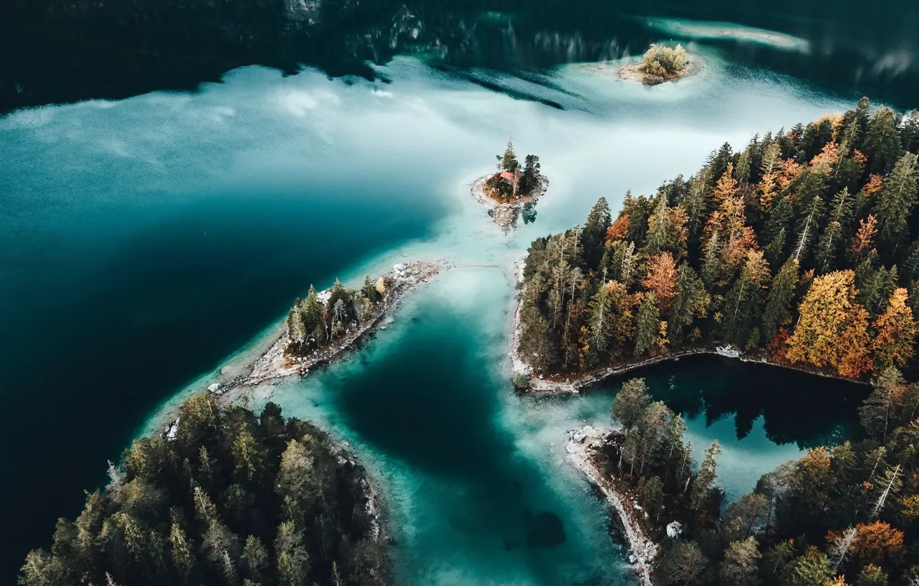 Photo wallpaper forest, lake, beauty, Germany, Bayern, the view from the top