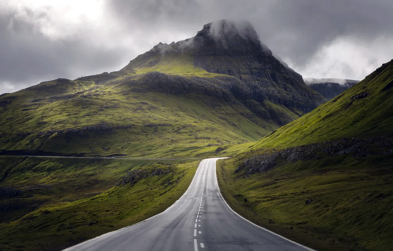 Photo wallpaper road, mountains, nature
