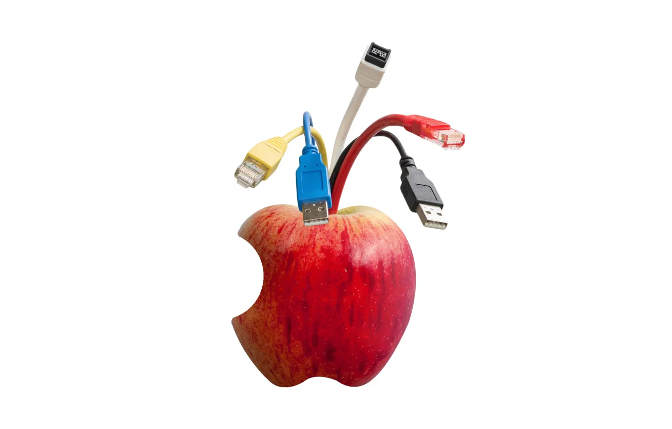Photo wallpaper Apple, connectors, cable