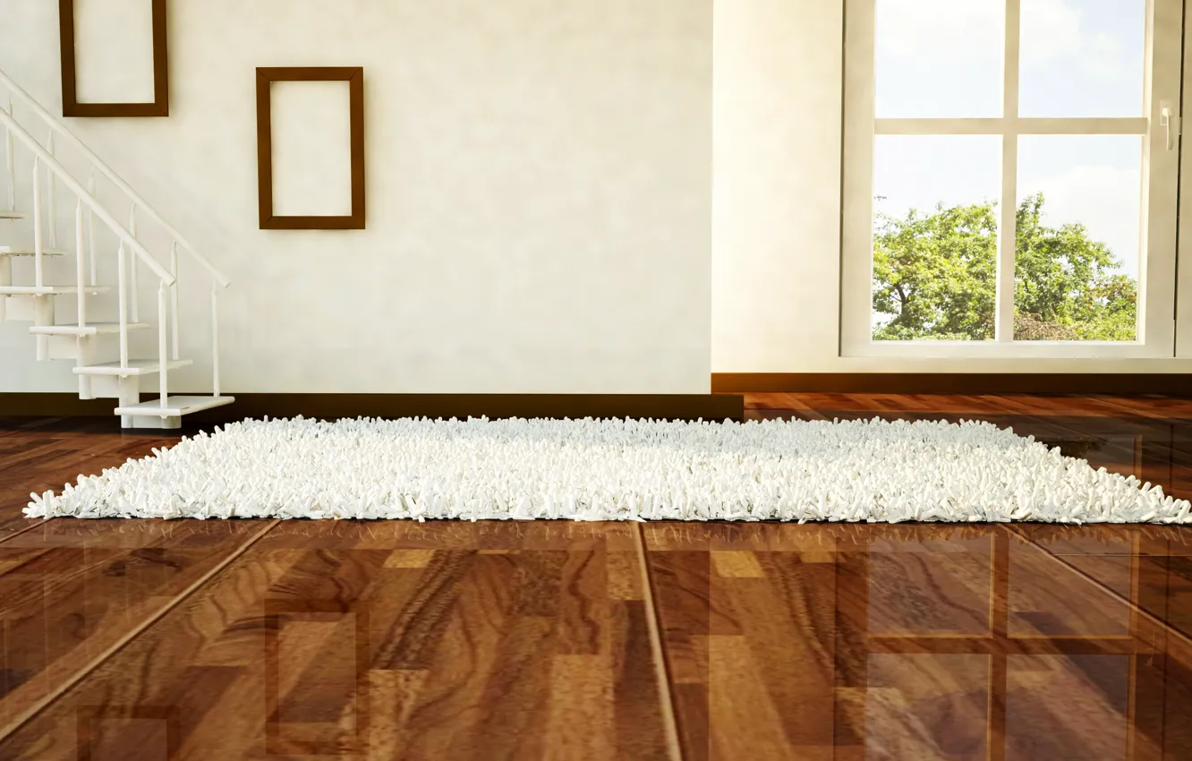 Photo wallpaper room, carpet, interior, window, ladder