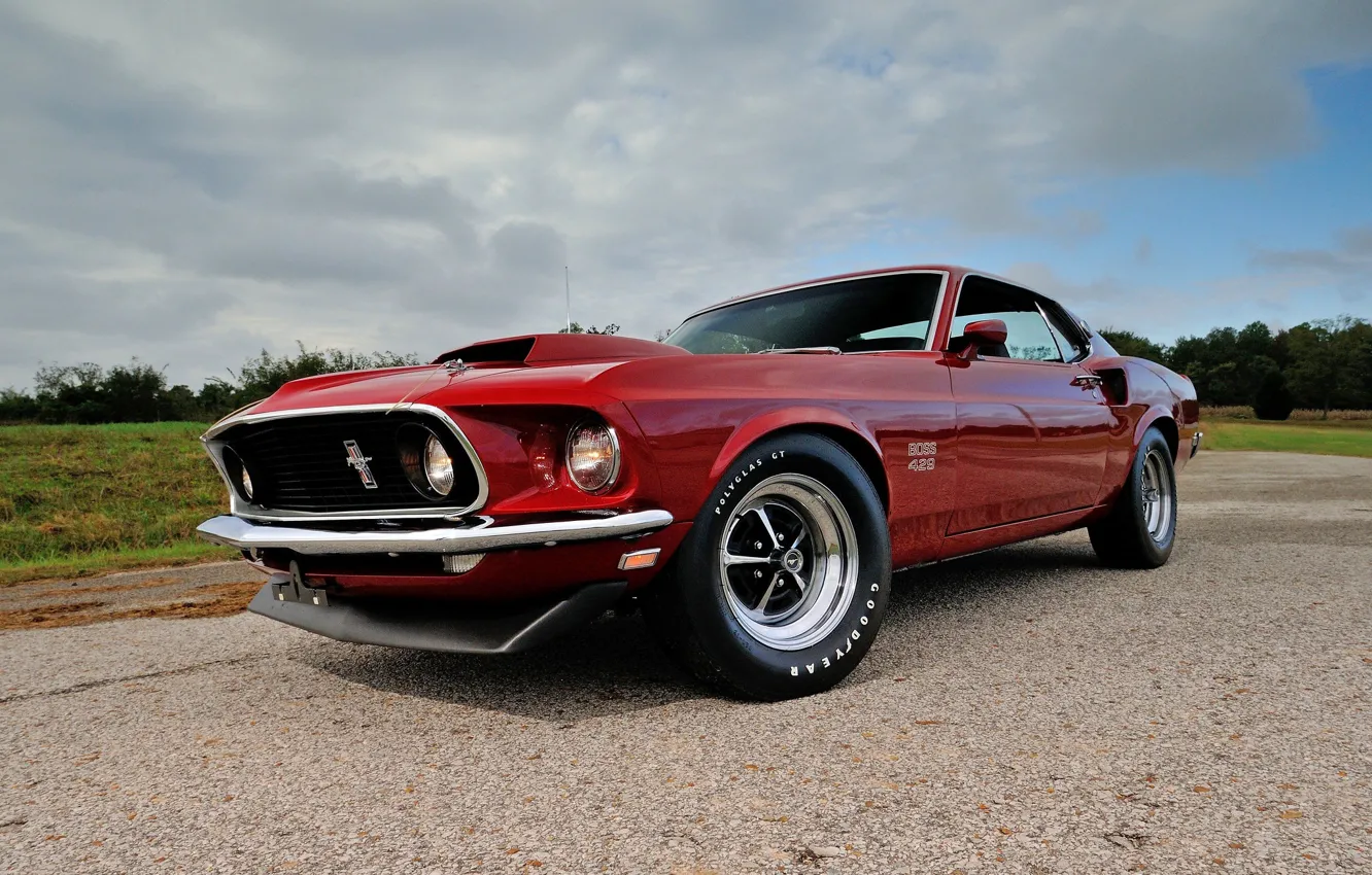 Photo wallpaper Mustang, Red, Boss 429