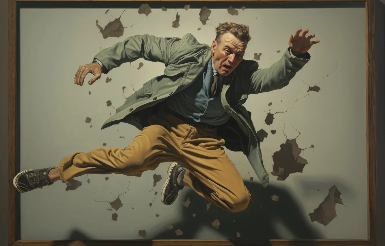 Photo wallpaper jump, male, digital art, AI art, The Art of Artificial Intelligence, neural network