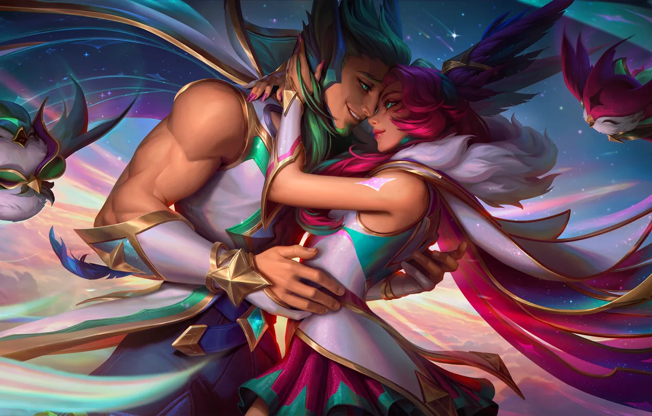 Photo wallpaper League of Legend, Rakan Reedemed, Star Guardian Xayah
