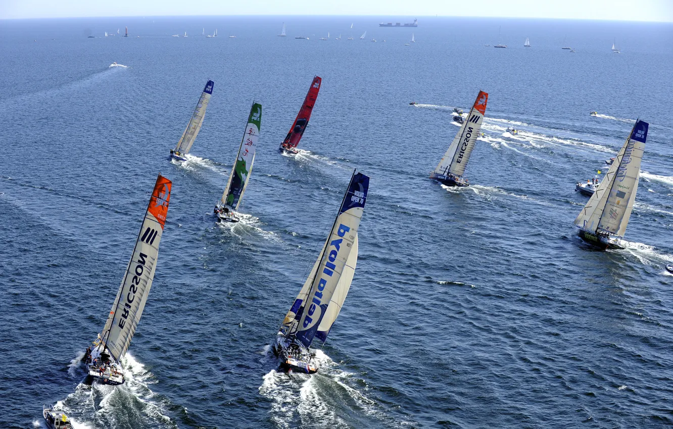 Photo wallpaper the ocean, yacht, regatta