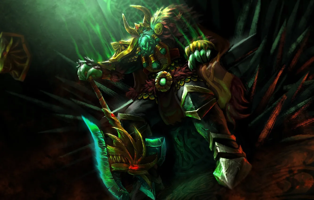 Photo wallpaper weapons, art, male, beard, axe, sitting, axe, king