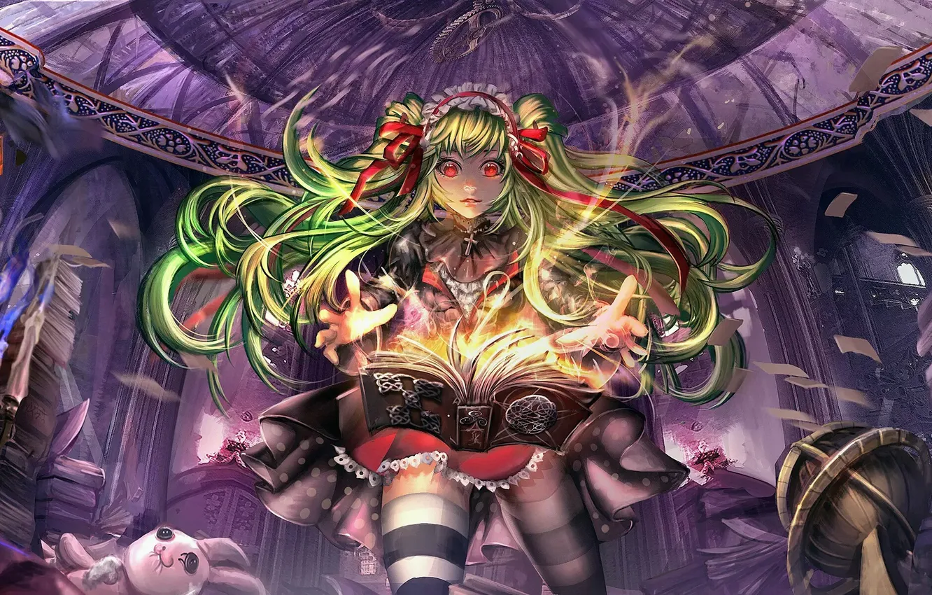 Photo wallpaper girl, magic, art, book, art, Sangrde