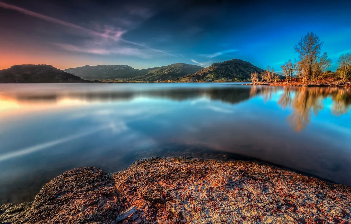 Photo wallpaper autumn, mountains, lake, France, Selle, Languedoc-Roussillon