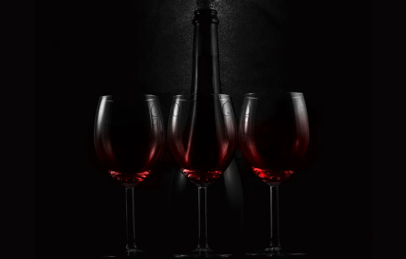 Photo wallpaper Red, Glass, Black