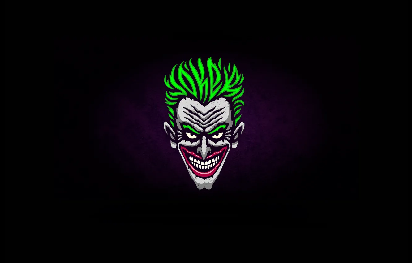 Photo wallpaper smile, the dark background, Joker, villain, green hair, smile, Joker, green hair