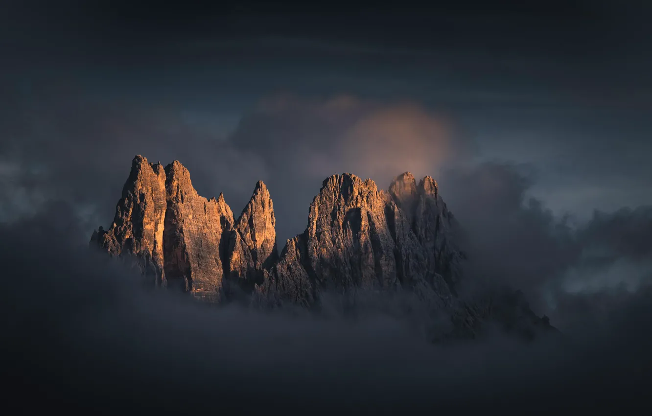 Photo wallpaper the sky, clouds, mountains, nature, rocks, the evening, Italy, The Dolomites
