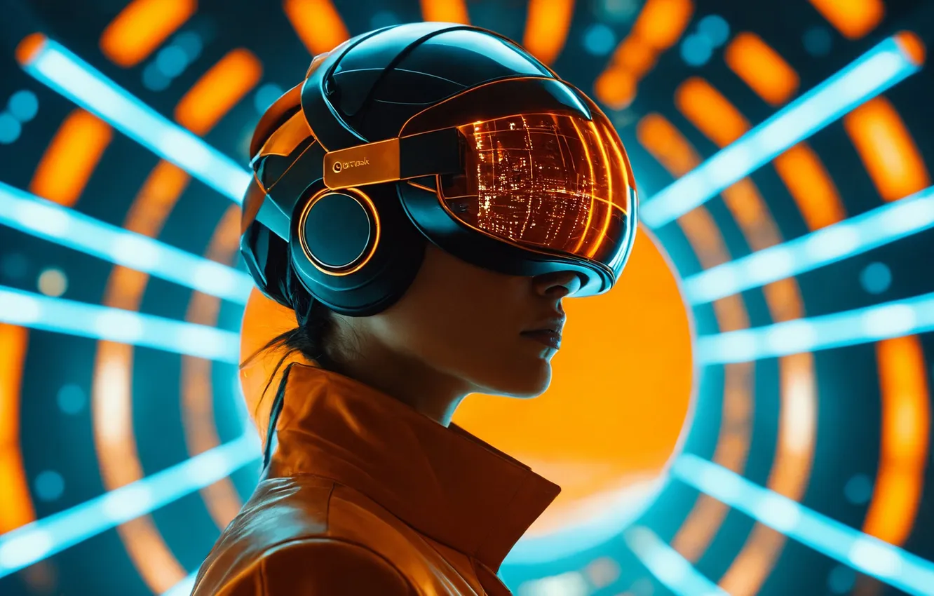 Photo wallpaper girl, background, glasses, helmet