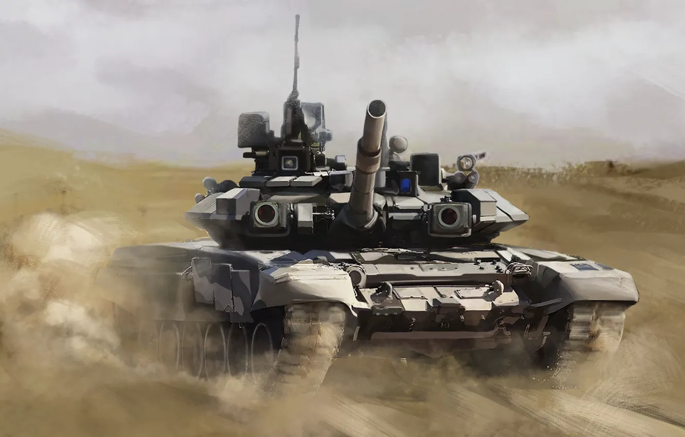 Photo wallpaper Painting, T-90, Main Battle Tank