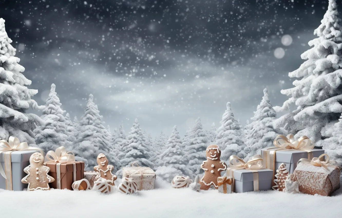 Photo wallpaper winter, snow, New Year, Christmas, new year, Christmas, winter, snow