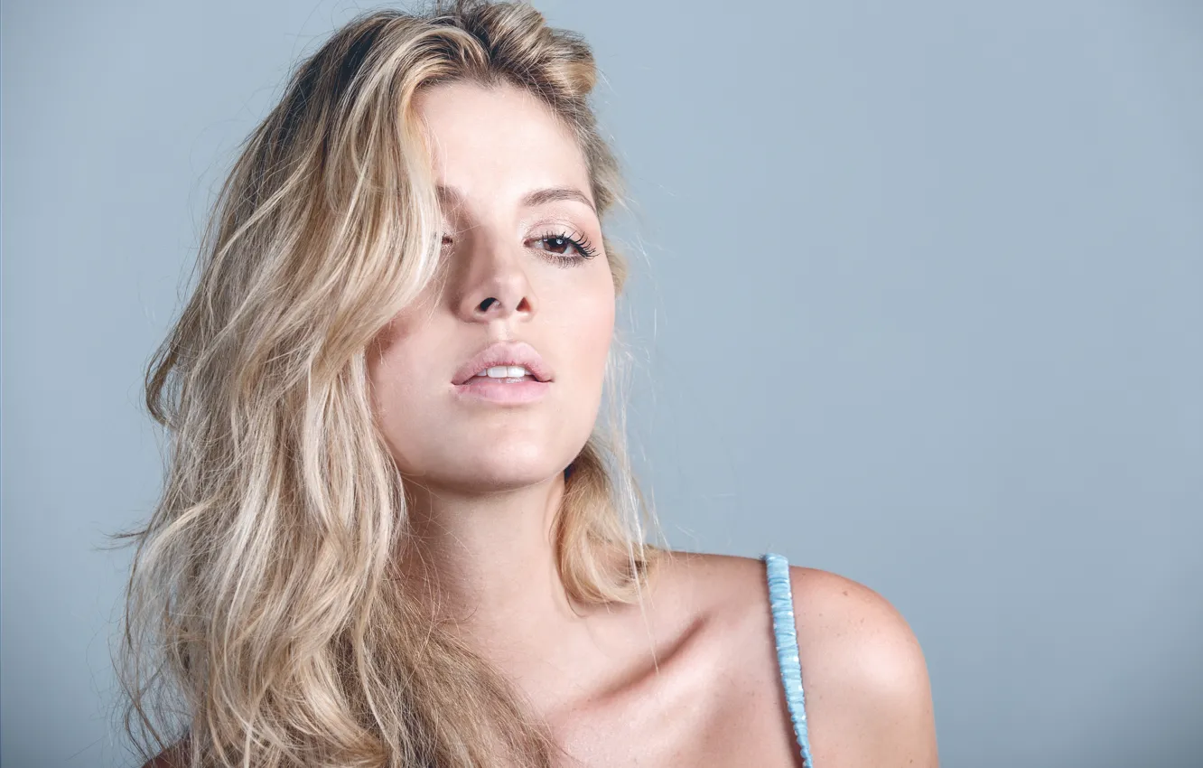Photo wallpaper face, model, blonde, lips, Angie