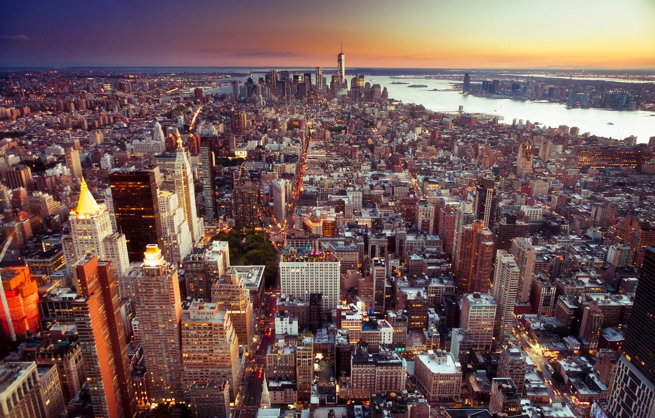 Photo wallpaper the city, skyscrapers, USA, USA, America, New York, New York City, Empire State Building