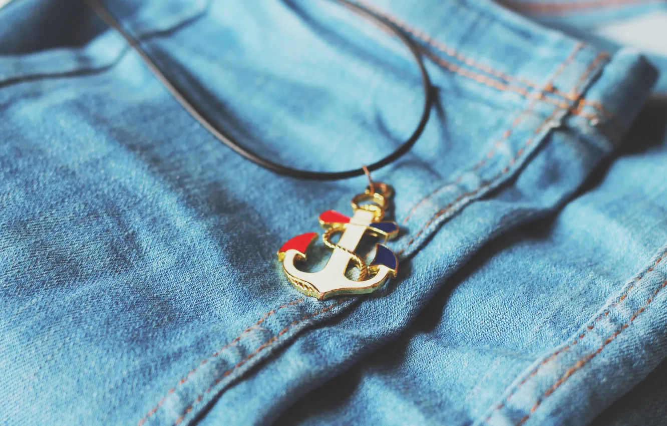 Photo wallpaper decoration, jeans, anchor
