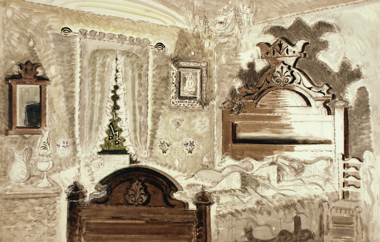 Photo wallpaper 1956, Charles Ephraim Burchfield, Walnut Bed