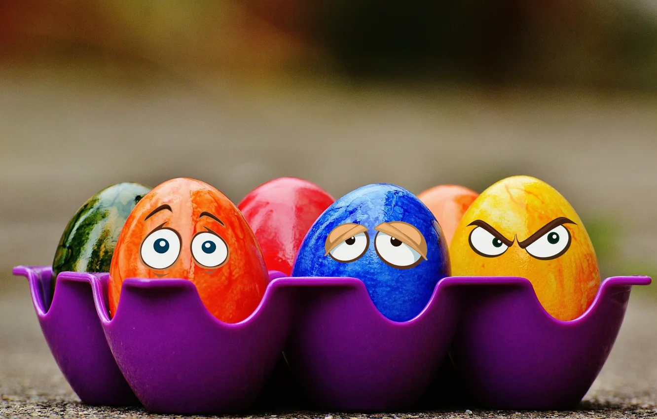 Photo wallpaper colorful, smile, Easter, rainbow, Easter, eggs, funny, decoration