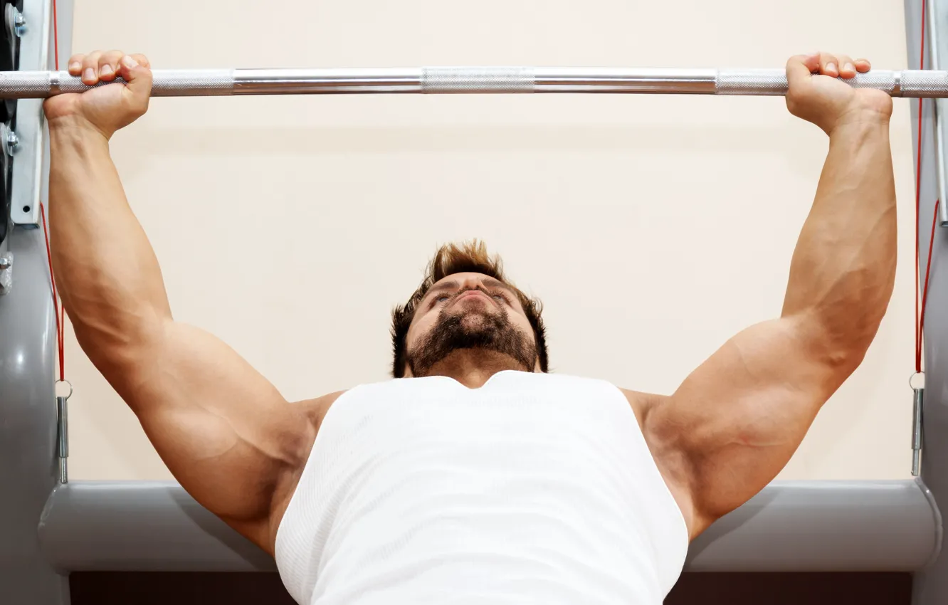 Photo wallpaper Muscle, workout, gym, muscular arms, chest exercises