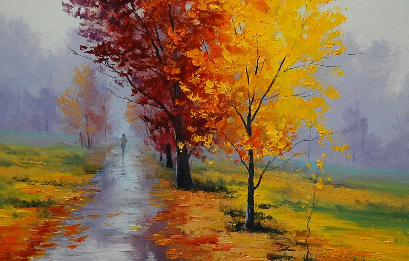 Photo wallpaper autumn, landscape, Park, picture, alley