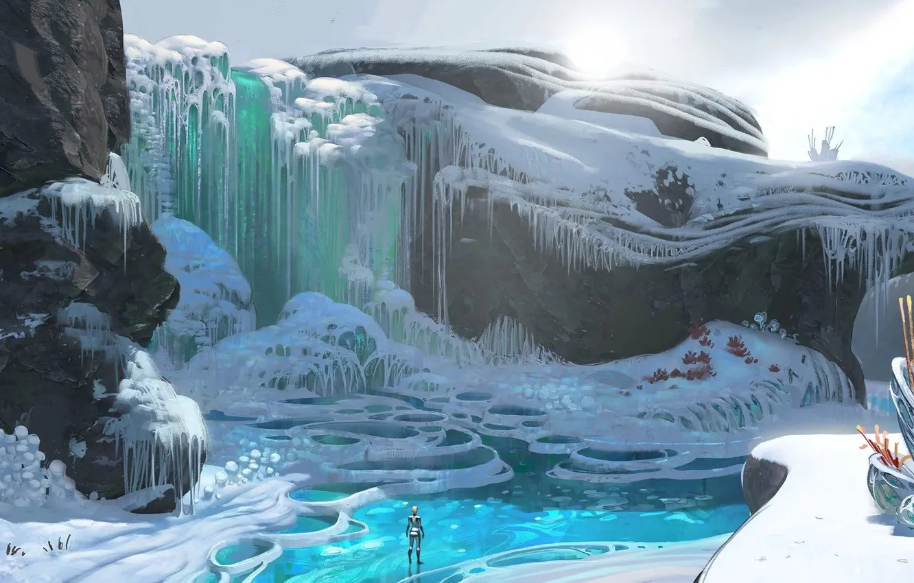 Photo wallpaper ice, mountains, the game, games, art, characters, Subnautica Below Zero