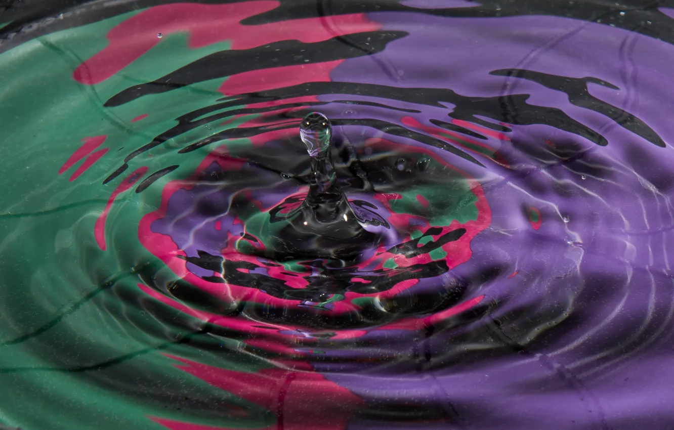 Photo wallpaper water, color, drop, splash, the volume