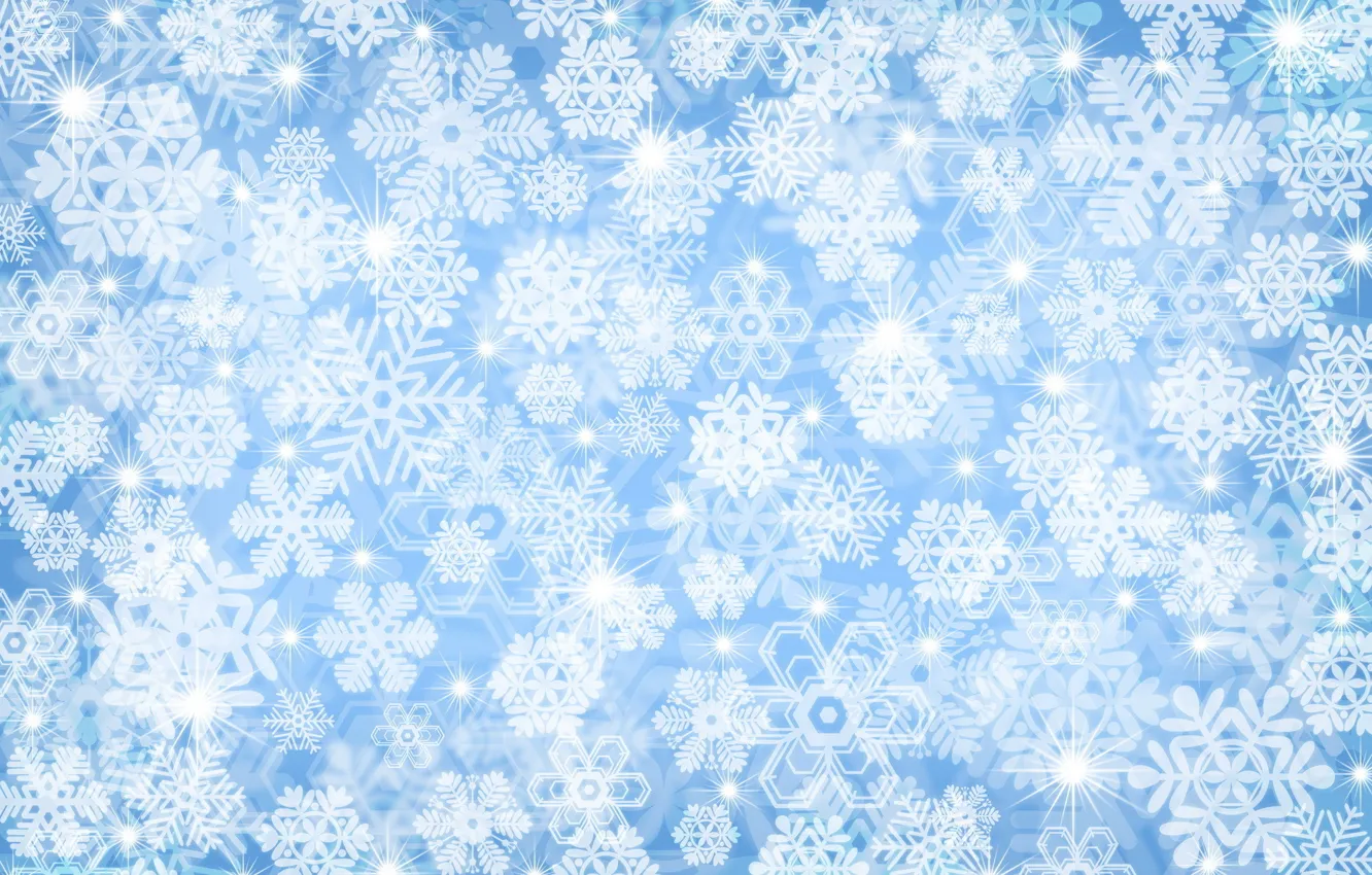 Photo wallpaper winter, snow, snowflakes
